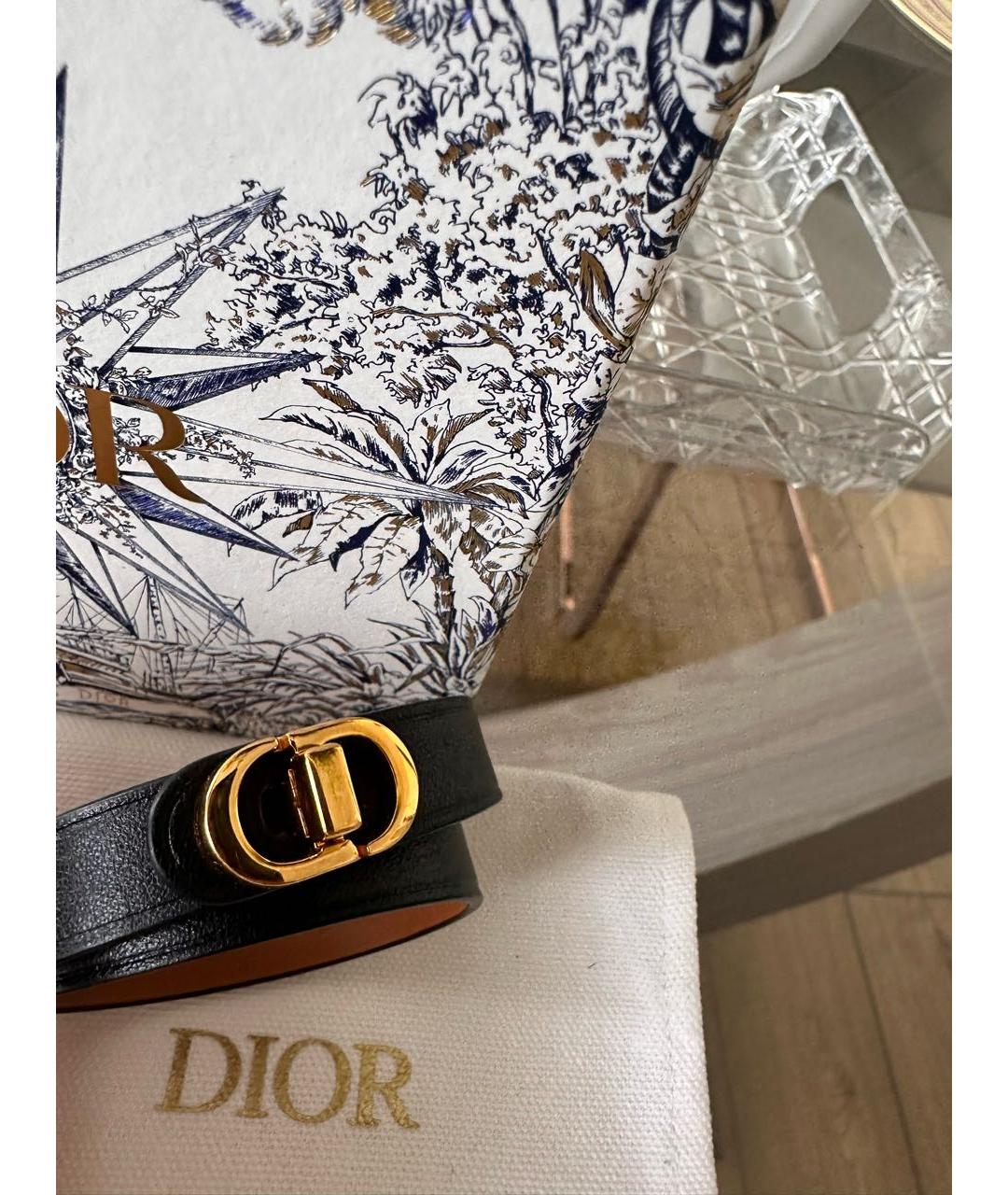 CHRISTIAN DIOR Черный кожаный браслет, фото 4