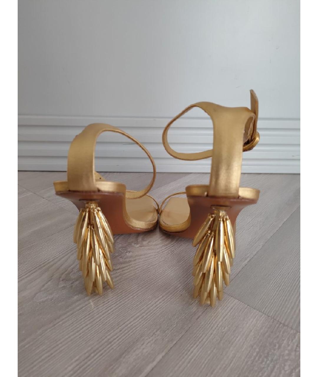 CULT GAIA Золотые кожаные босоножки, фото 4