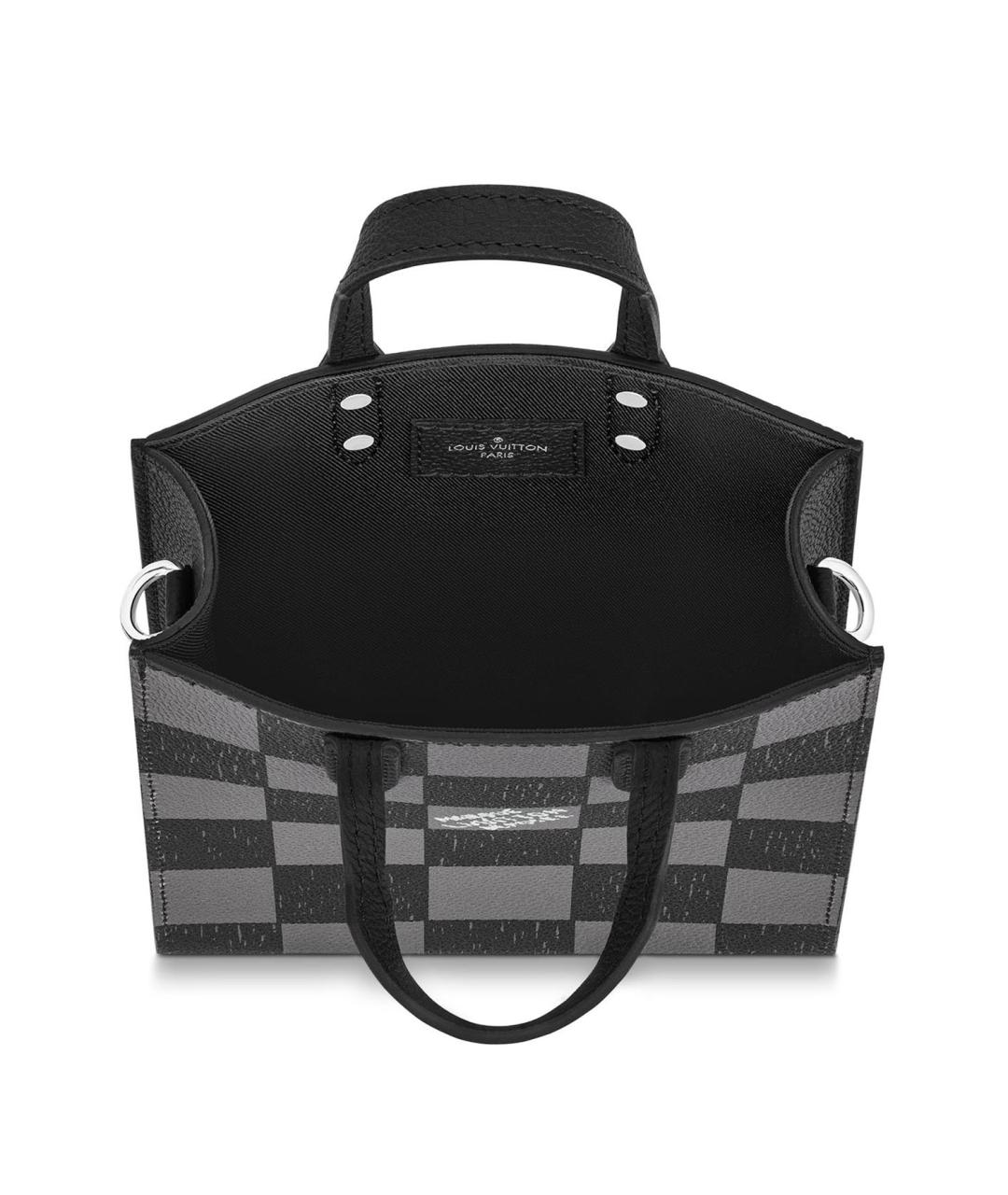 LOUIS VUITTON Антрацитовая кожаная сумка тоут, фото 5