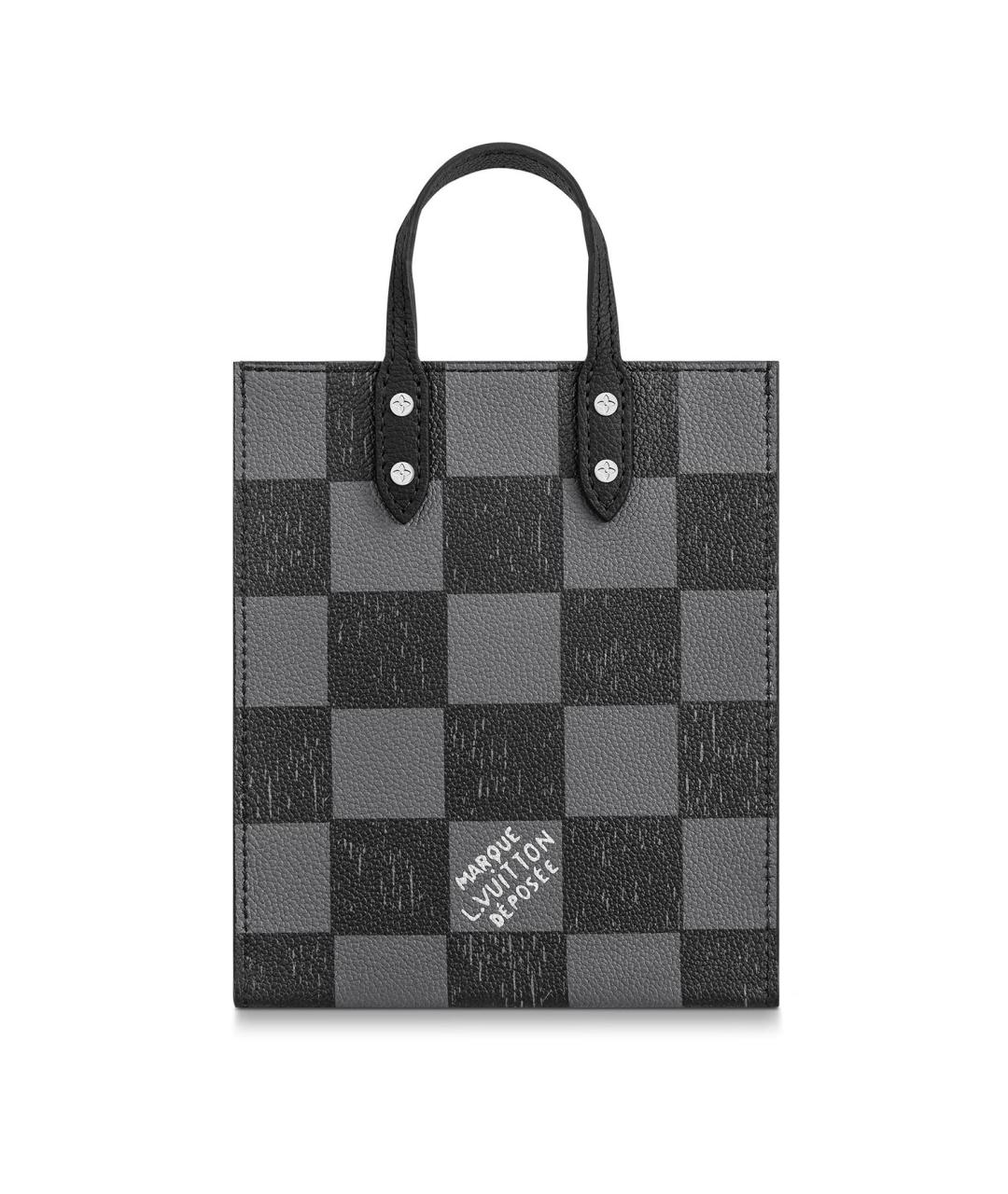 LOUIS VUITTON Антрацитовая кожаная сумка тоут, фото 3