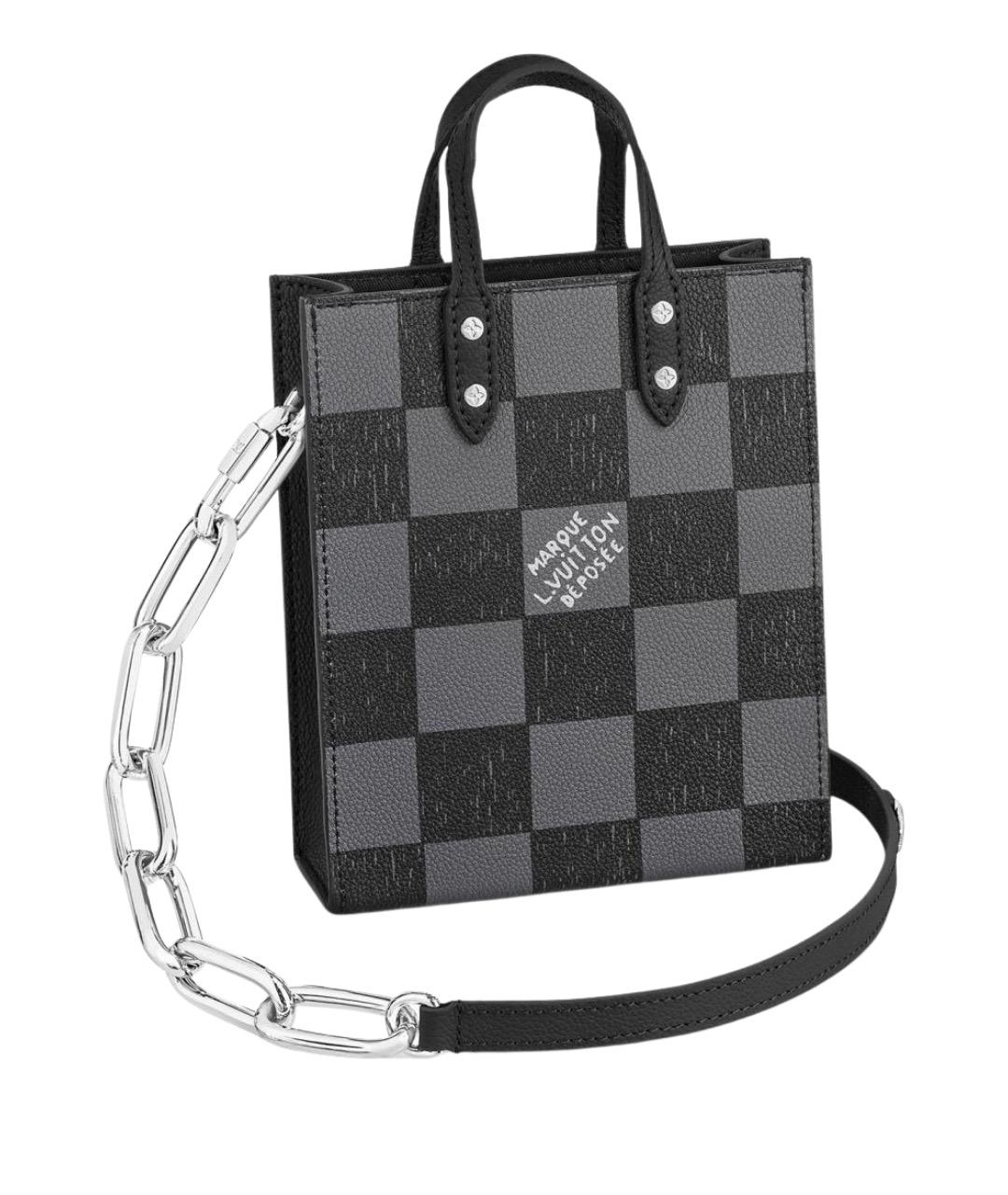 LOUIS VUITTON Антрацитовая кожаная сумка тоут, фото 1