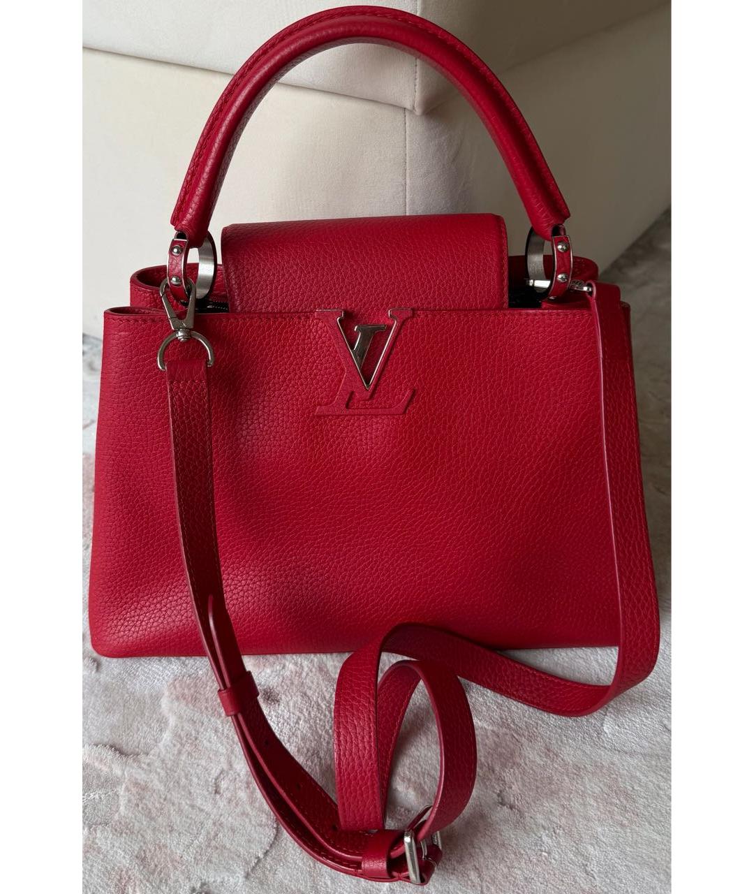 LOUIS VUITTON Красная кожаная сумка с короткими ручками, фото 5