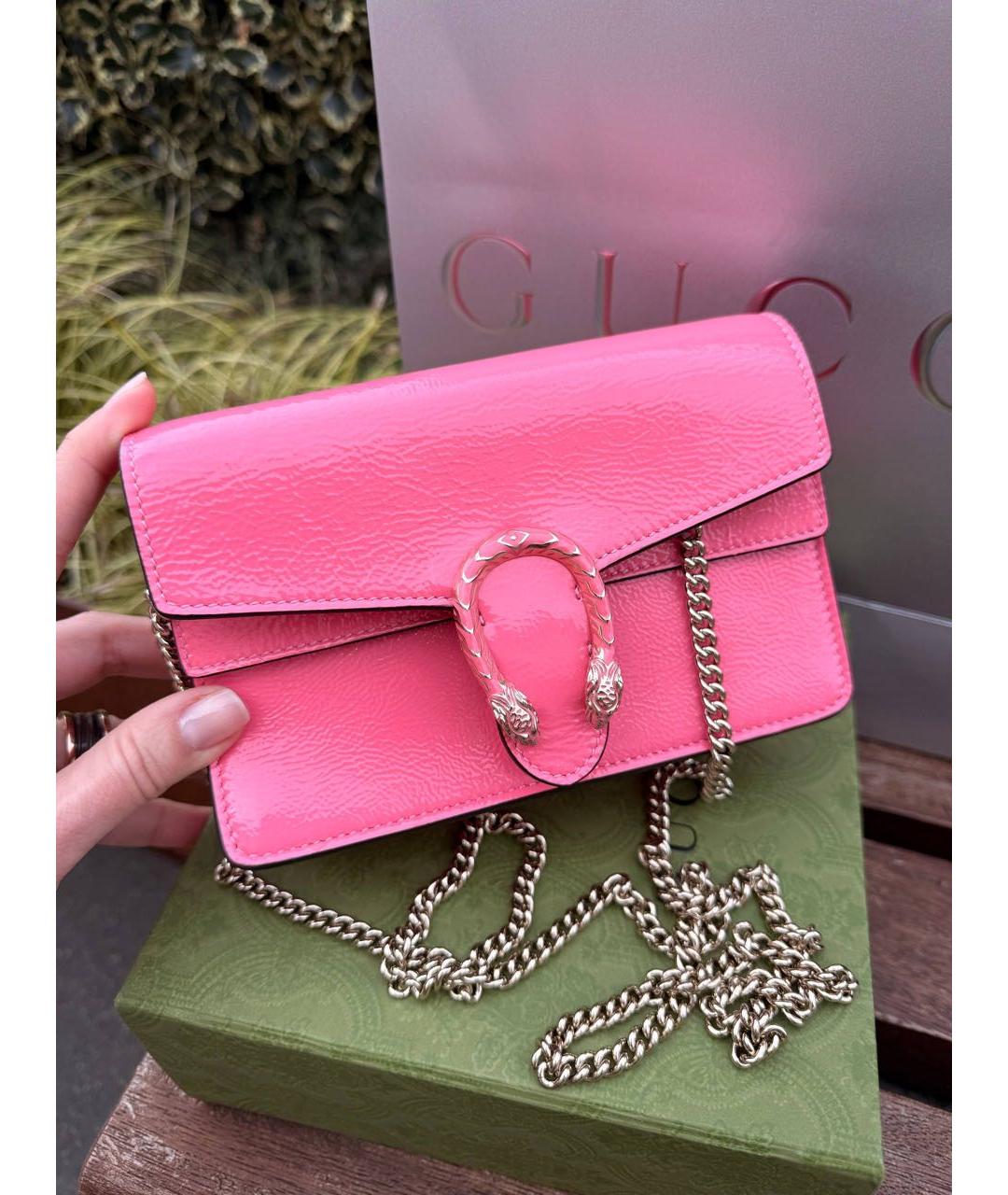GUCCI Розовая сумка через плечо из лакированной кожи, фото 2