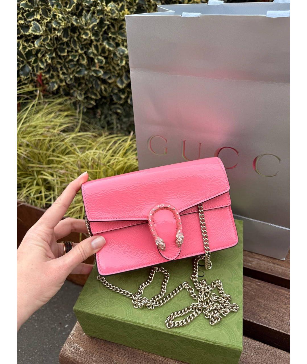 GUCCI Розовая сумка через плечо из лакированной кожи, фото 7