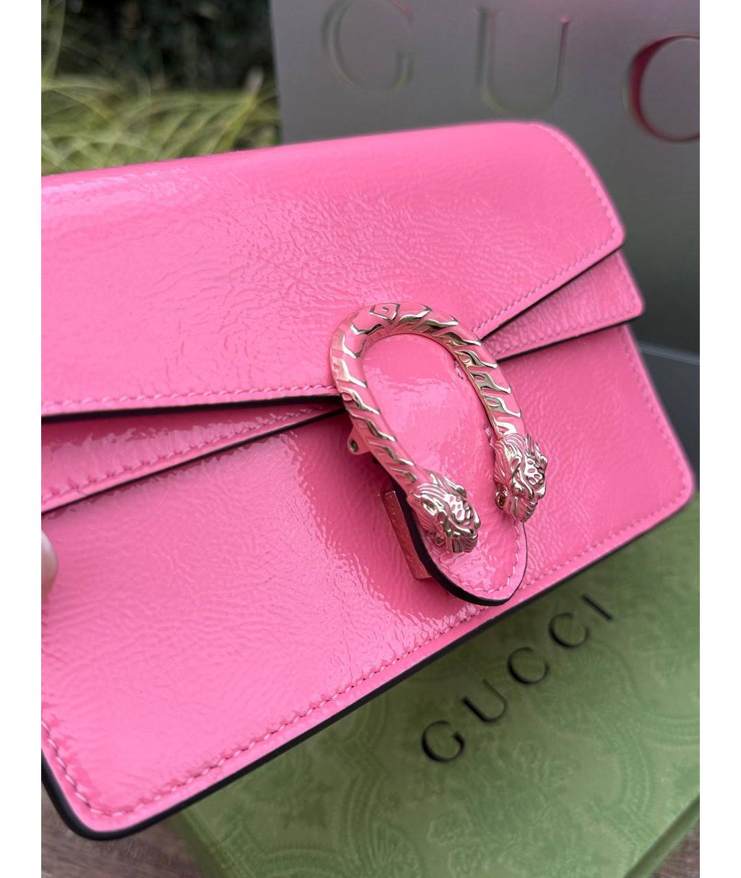 GUCCI Розовая сумка через плечо из лакированной кожи, фото 6