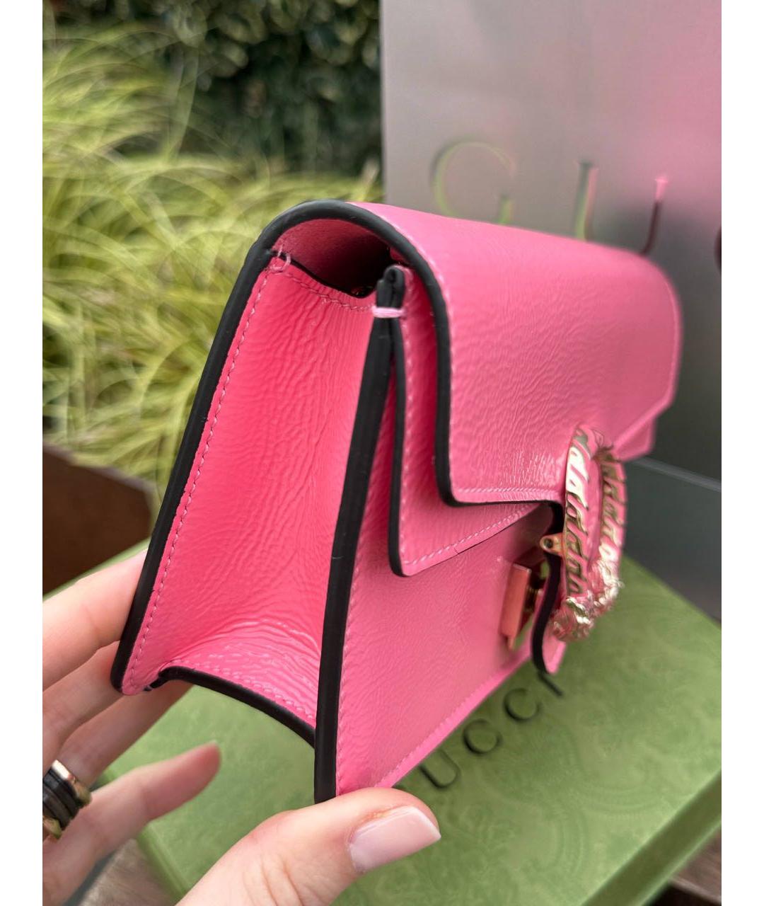 GUCCI Розовая сумка через плечо из лакированной кожи, фото 4