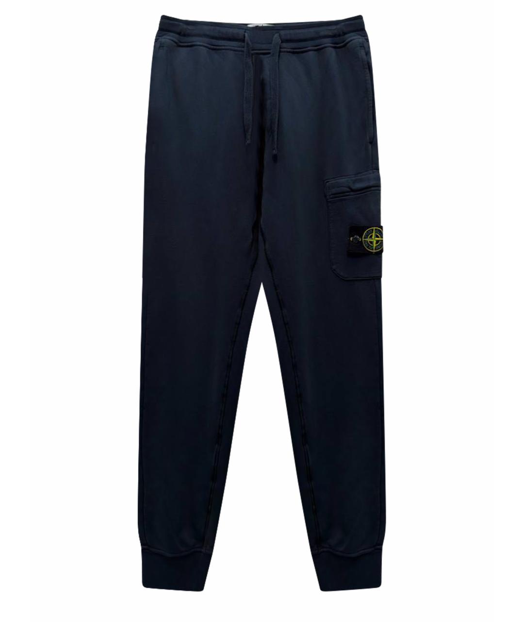 STONE ISLAND Темно-синие хлопко-эластановые повседневные брюки, фото 1