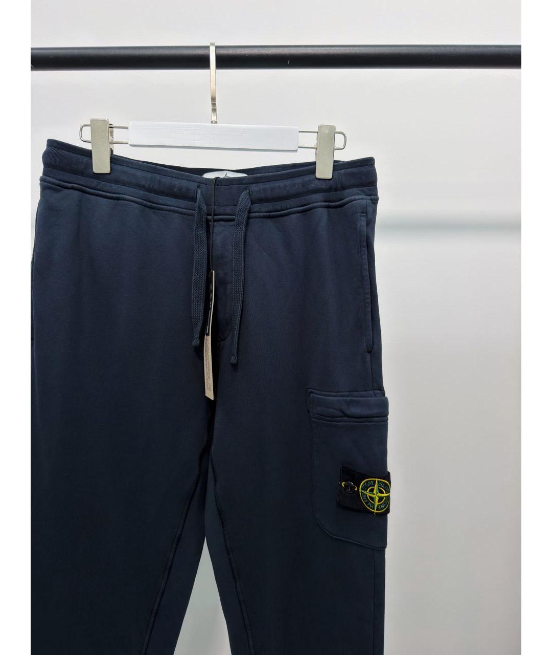 STONE ISLAND Темно-синие хлопко-эластановые повседневные брюки, фото 2