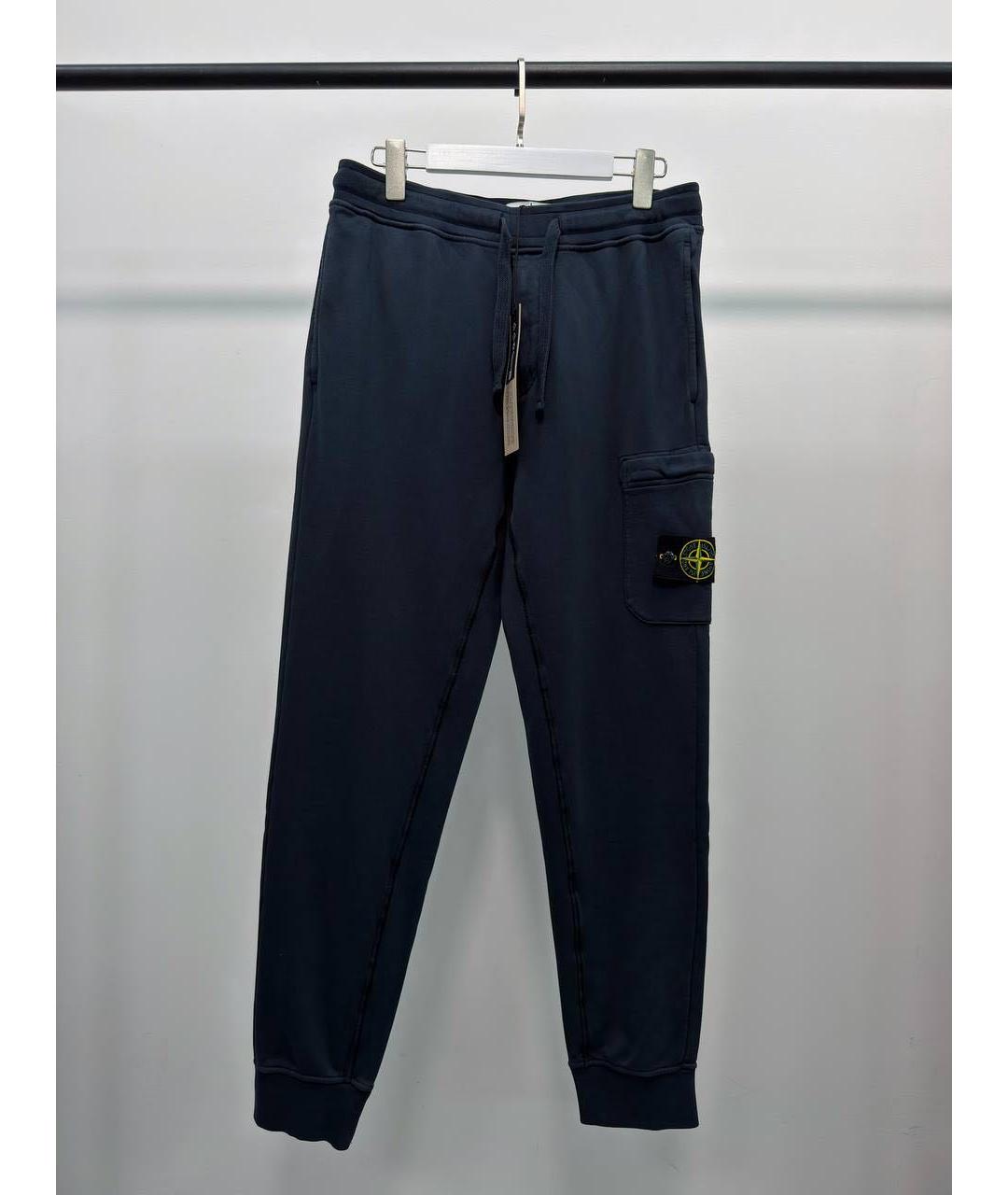 STONE ISLAND Темно-синие хлопко-эластановые повседневные брюки, фото 5