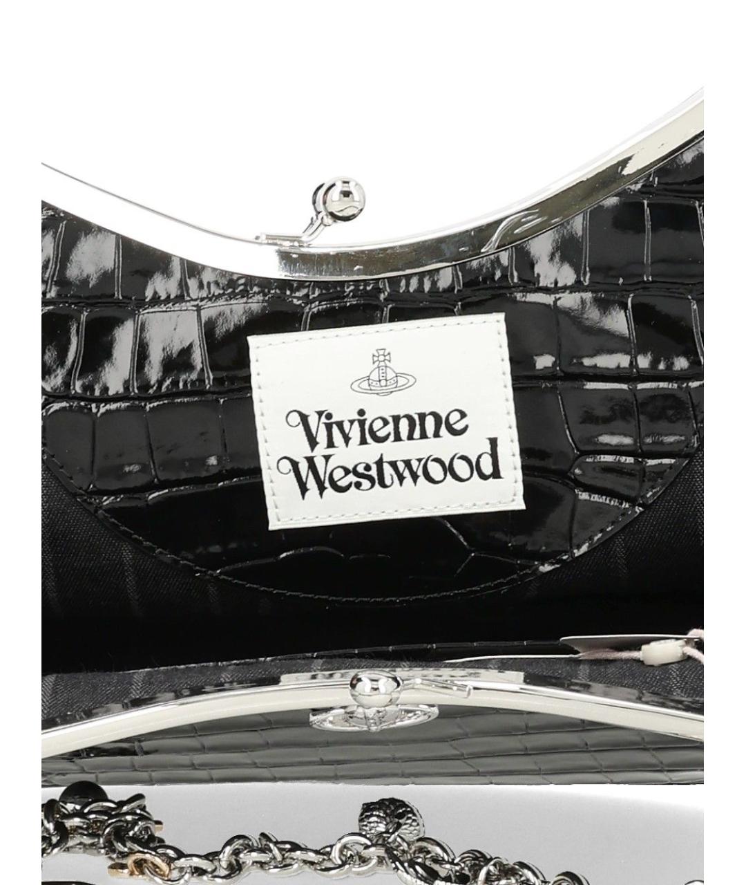 VIVIENNE WESTWOOD Черная кожаная сумка через плечо, фото 4