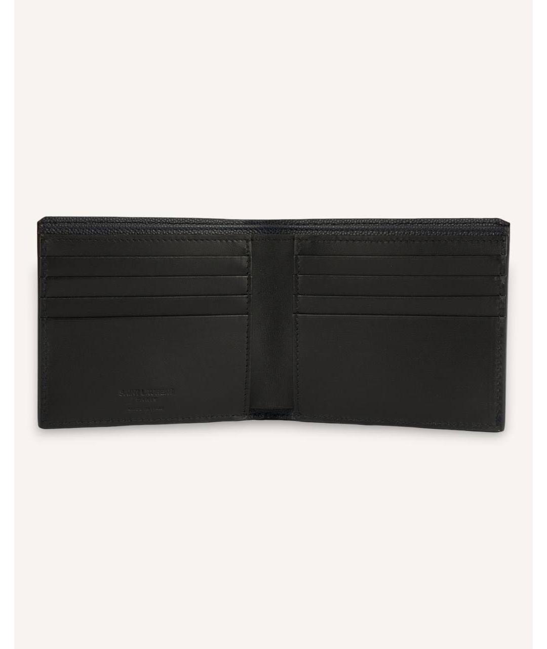 SAINT LAURENT Темно-синий кожаный кошелек, фото 3