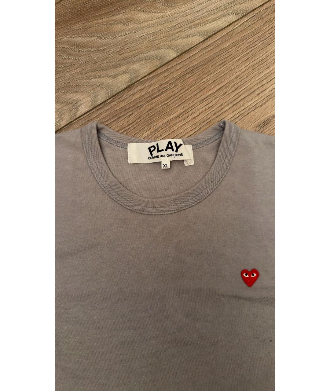 COMME DES GARÇONS PLAY Серая хлопковая футболка, фото 3