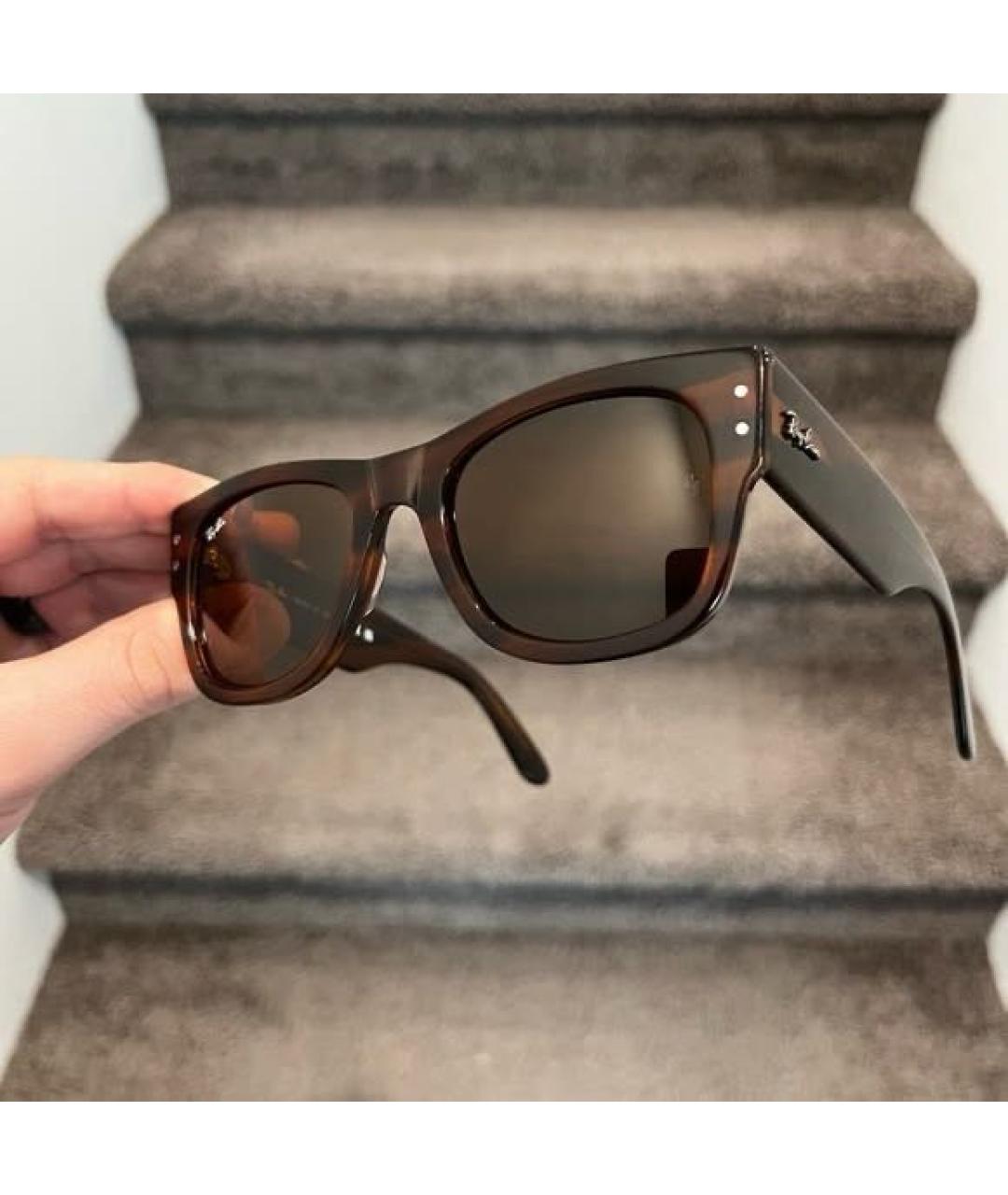 RAY BAN Коричневые пластиковые солнцезащитные очки, фото 8