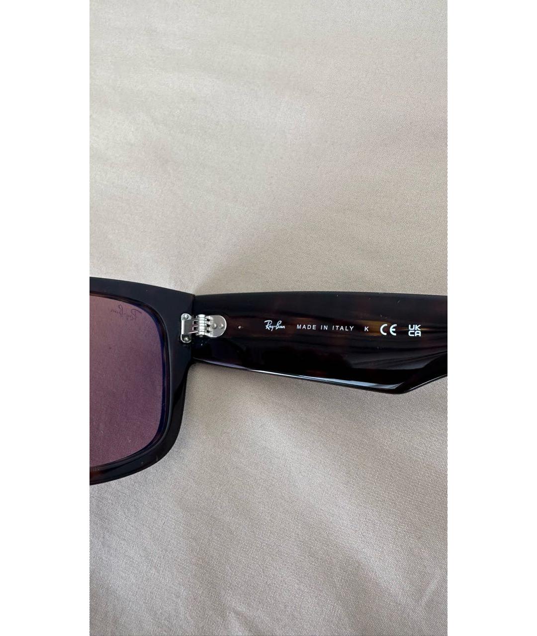 RAY BAN Коричневые пластиковые солнцезащитные очки, фото 5