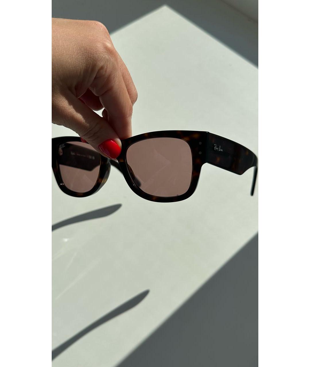RAY BAN Коричневые пластиковые солнцезащитные очки, фото 7