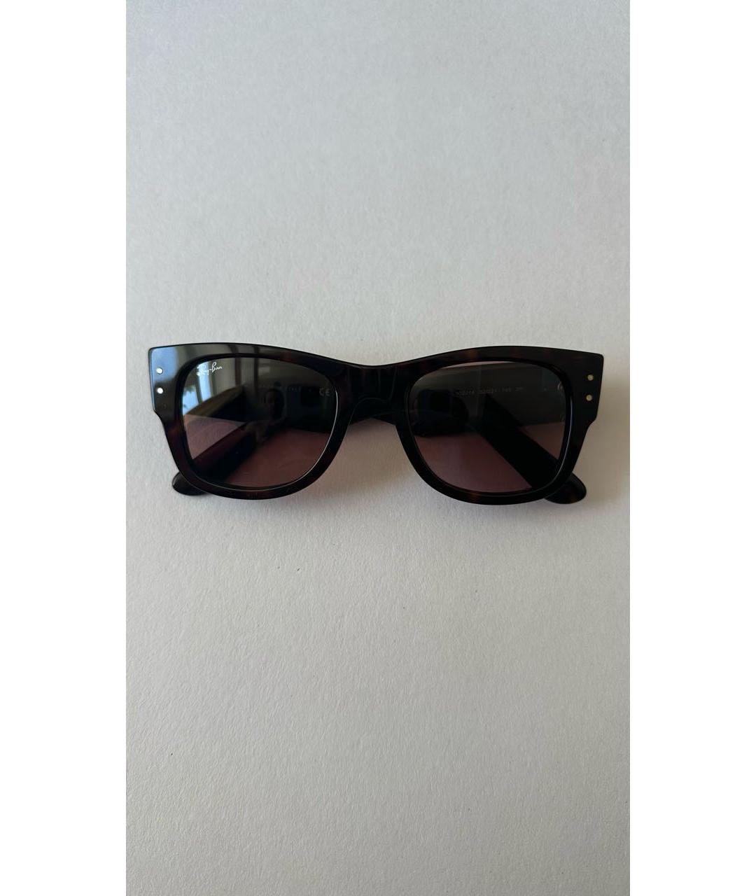 RAY BAN Коричневые пластиковые солнцезащитные очки, фото 9