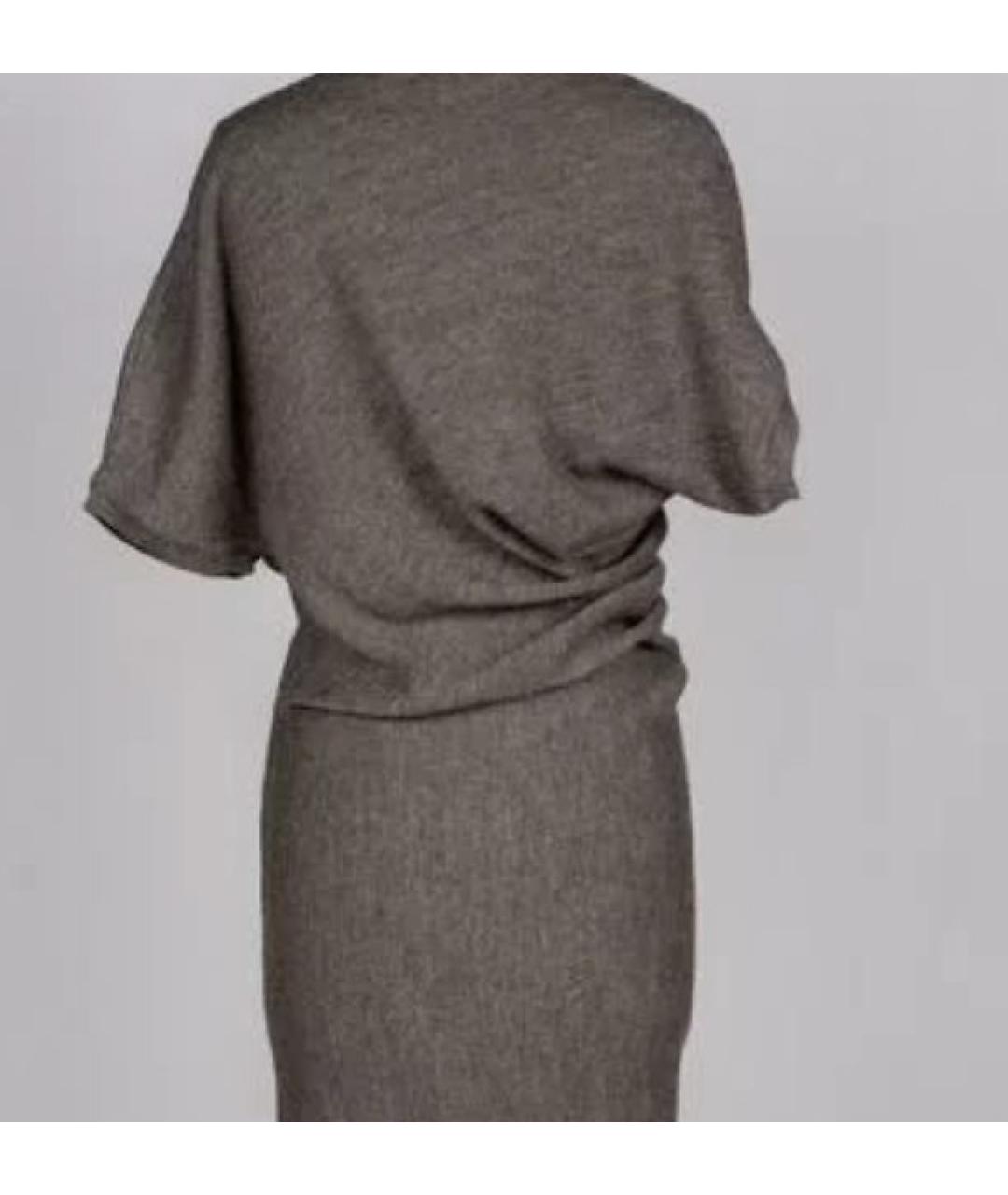 LANVIN Серое шерстяное повседневное платье, фото 3