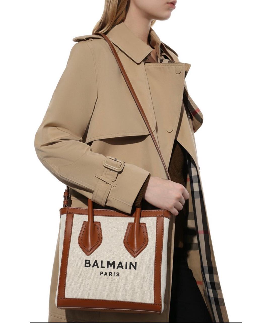 BALMAIN Коричневая канва сумка тоут, фото 5