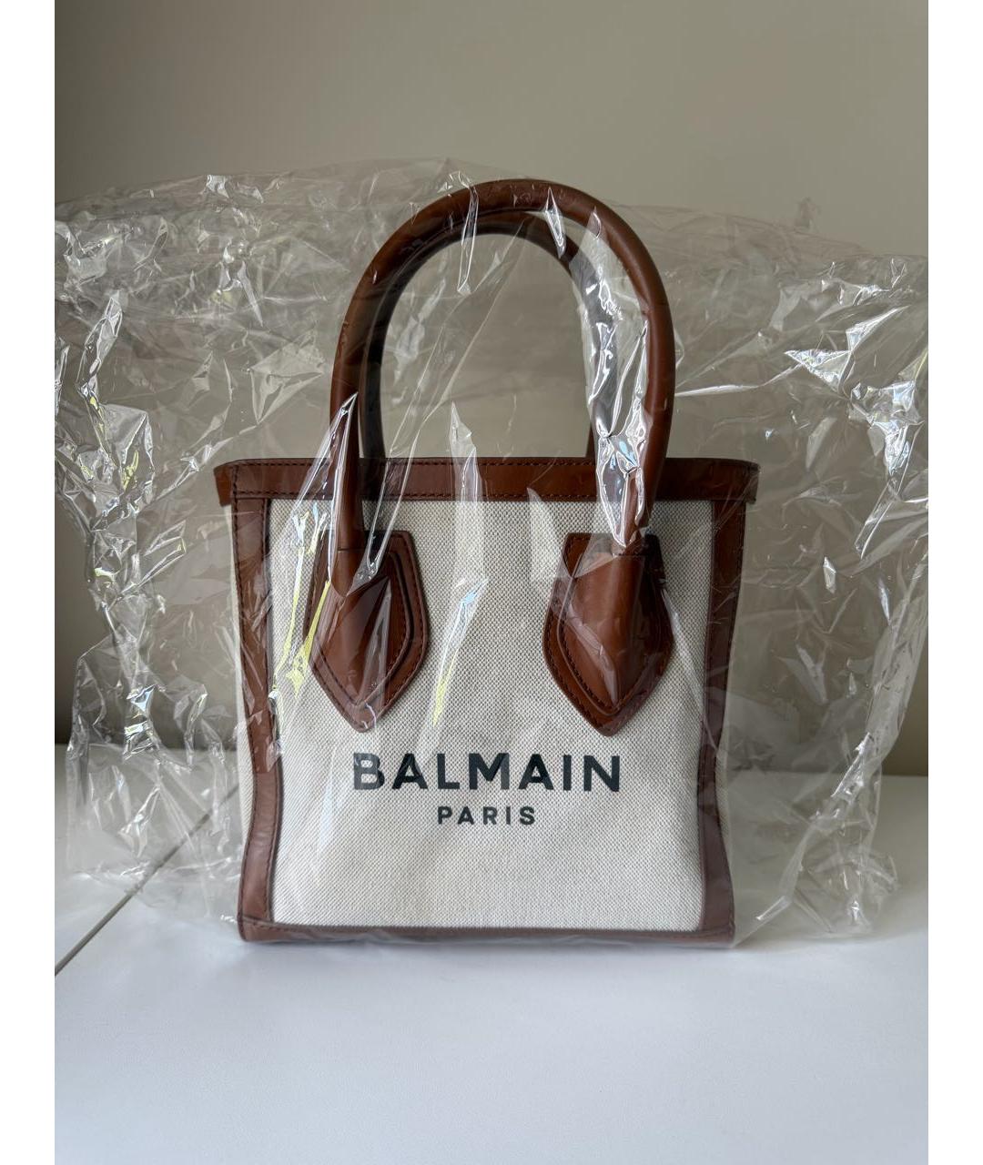 BALMAIN Коричневая канва сумка тоут, фото 8