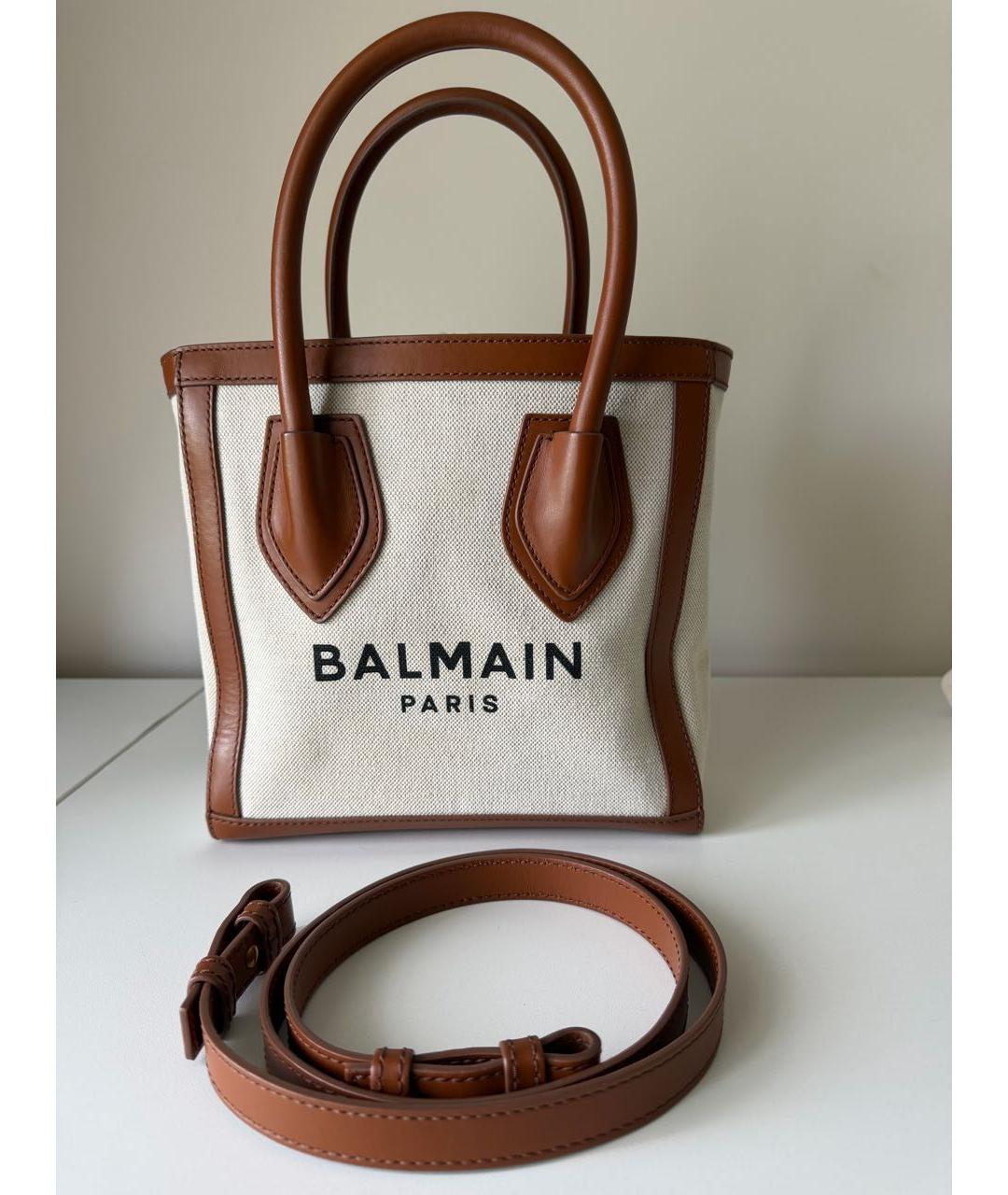 BALMAIN Коричневая канва сумка тоут, фото 6