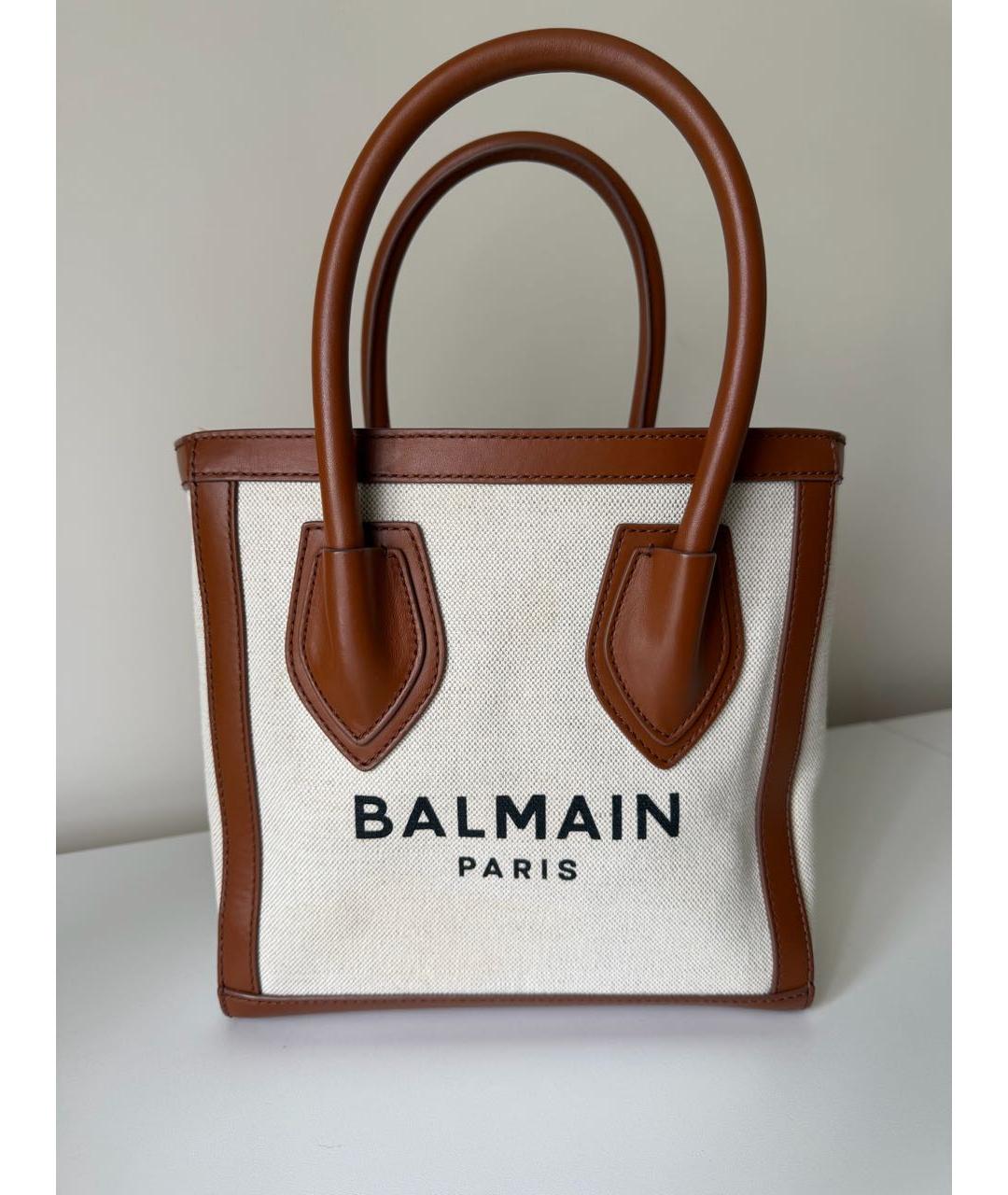 BALMAIN Коричневая канва сумка тоут, фото 9