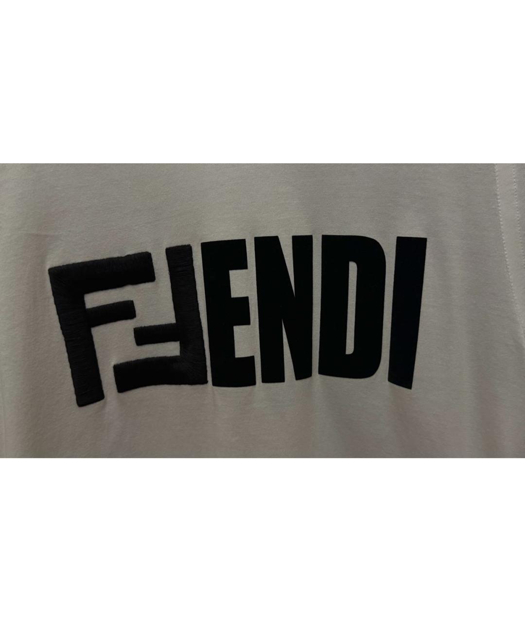 FENDI Белая хлопковая футболка, фото 5