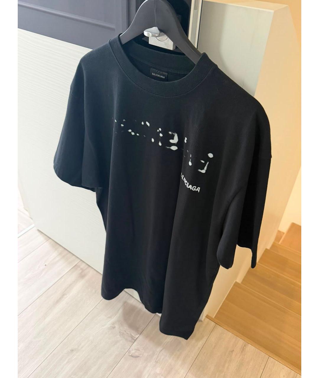 BALENCIAGA Черная хлопковая футболка, фото 3
