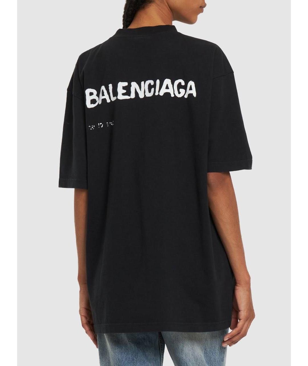 BALENCIAGA Черная хлопковая футболка, фото 2