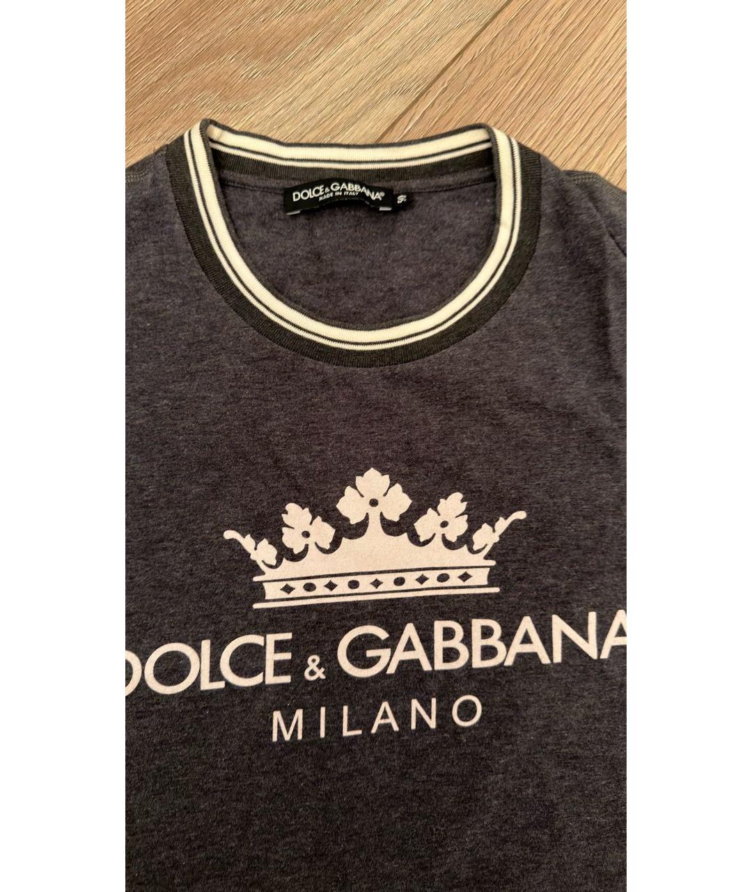 DOLCE&GABBANA Антрацитовая хлопковая футболка, фото 3