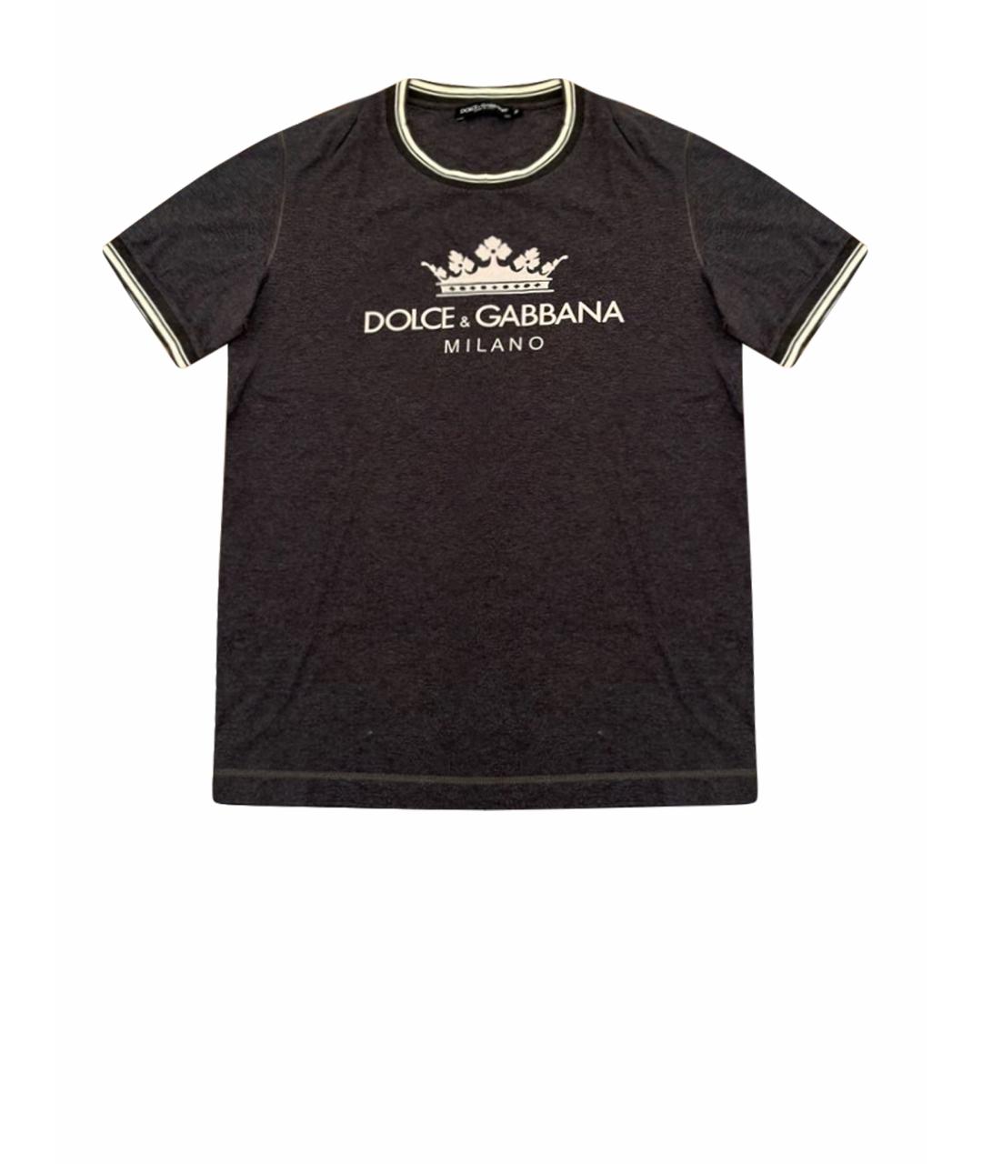 DOLCE&GABBANA Антрацитовая хлопковая футболка, фото 1
