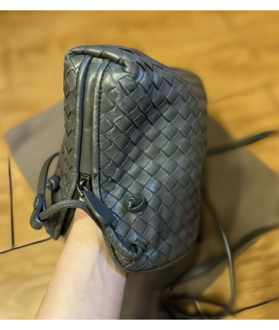 BOTTEGA VENETA Серая кожаная сумка через плечо, фото 6