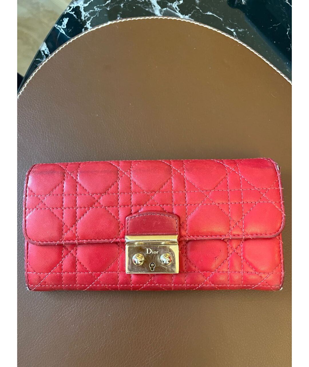 CHRISTIAN DIOR Красный кожаный кошелек, фото 7