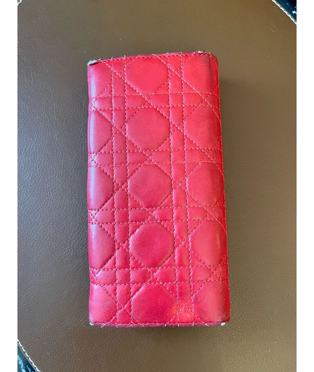 CHRISTIAN DIOR Красный кожаный кошелек, фото 6