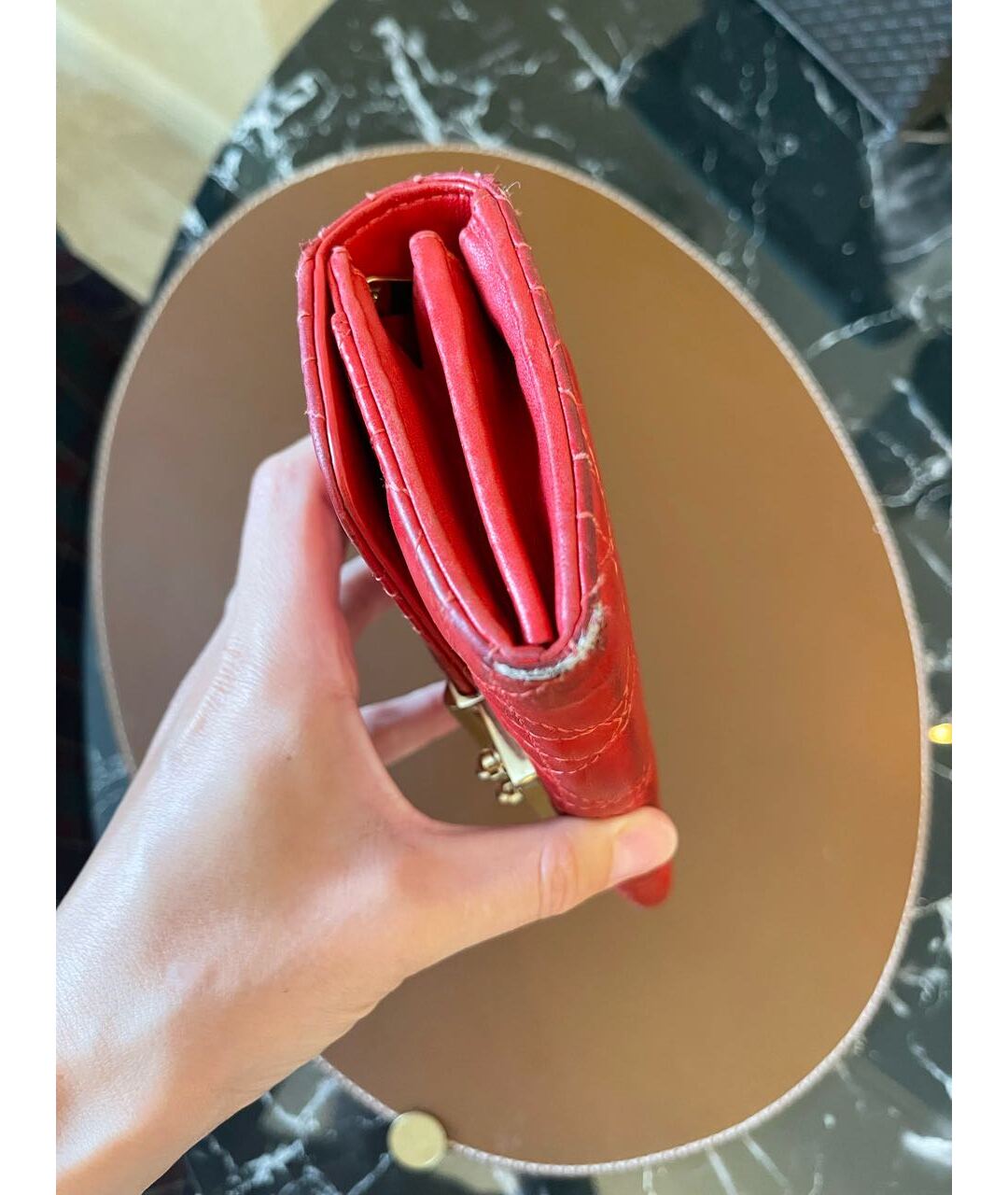 CHRISTIAN DIOR Красный кожаный кошелек, фото 5