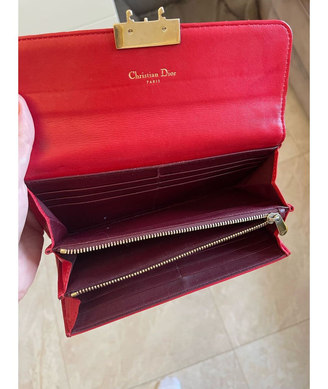 CHRISTIAN DIOR Красный кожаный кошелек, фото 3