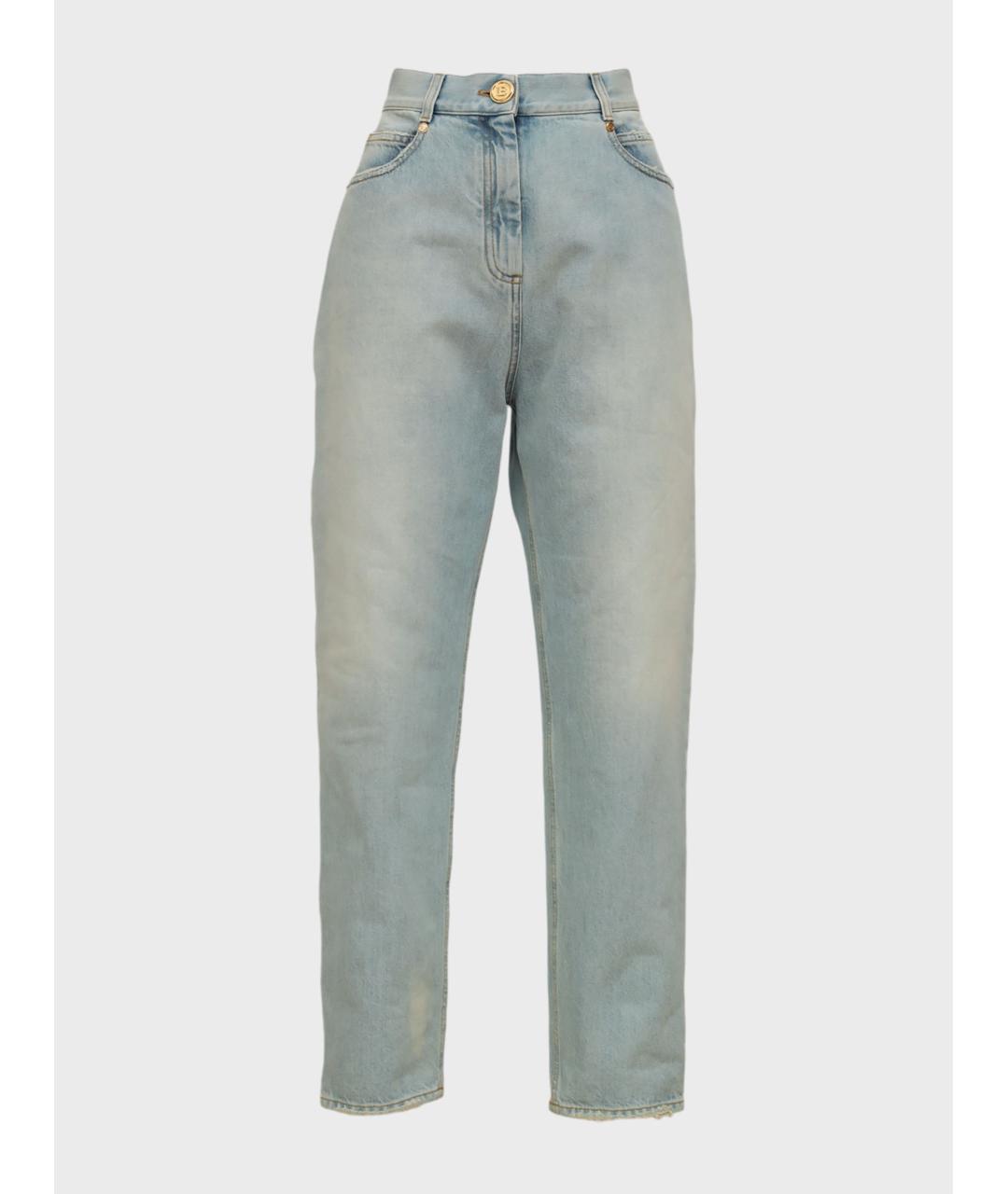 BALMAIN Голубые хлопковые прямые джинсы, фото 5