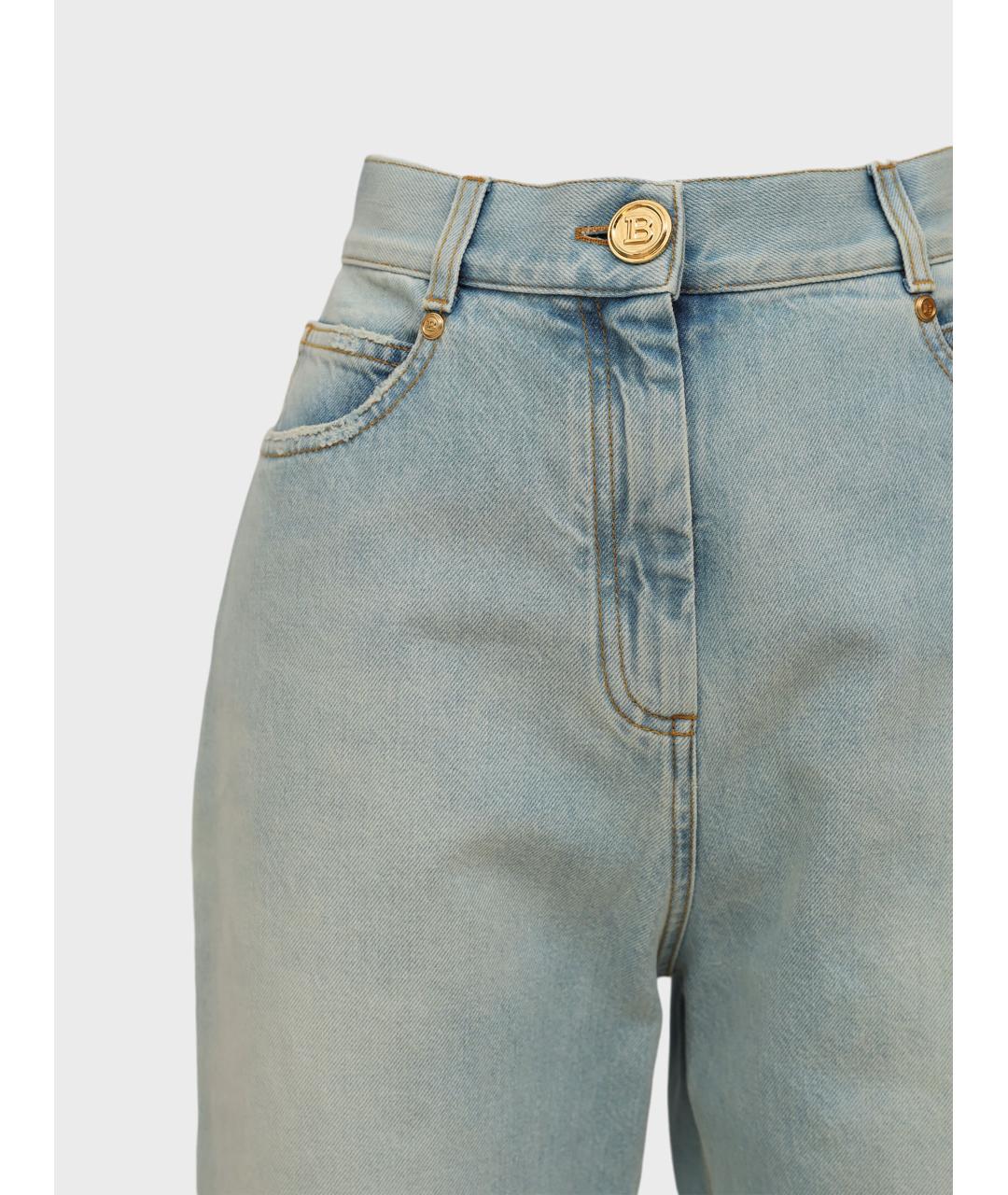 BALMAIN Голубые хлопковые прямые джинсы, фото 3