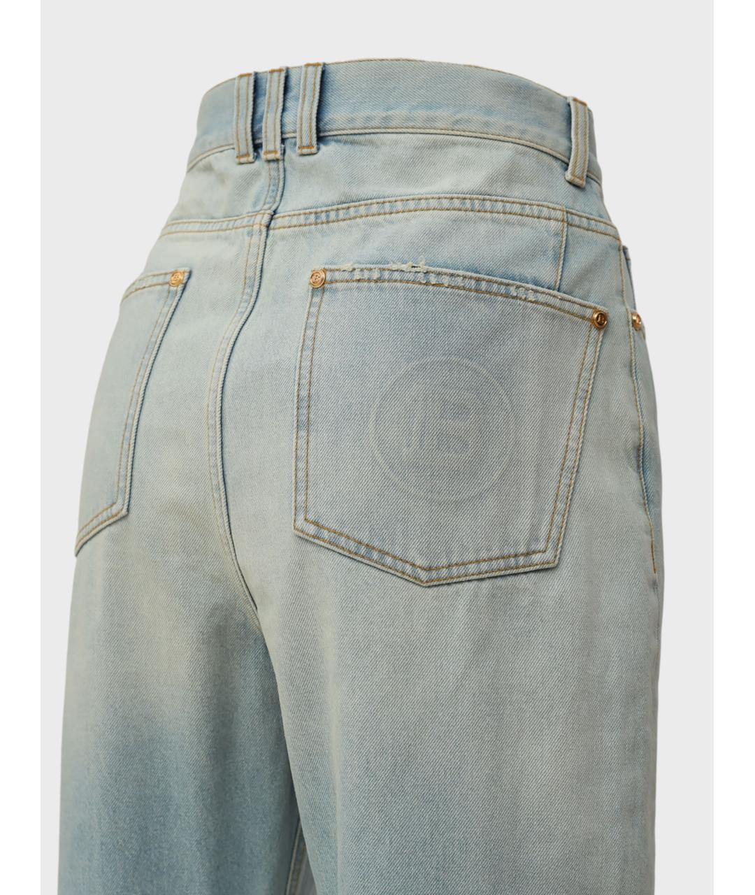 BALMAIN Голубые хлопковые прямые джинсы, фото 4