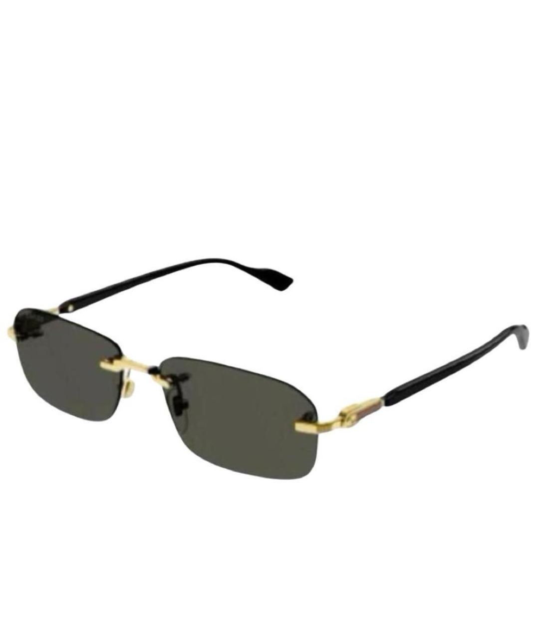 GUCCI Золотые металлические солнцезащитные очки, фото 4