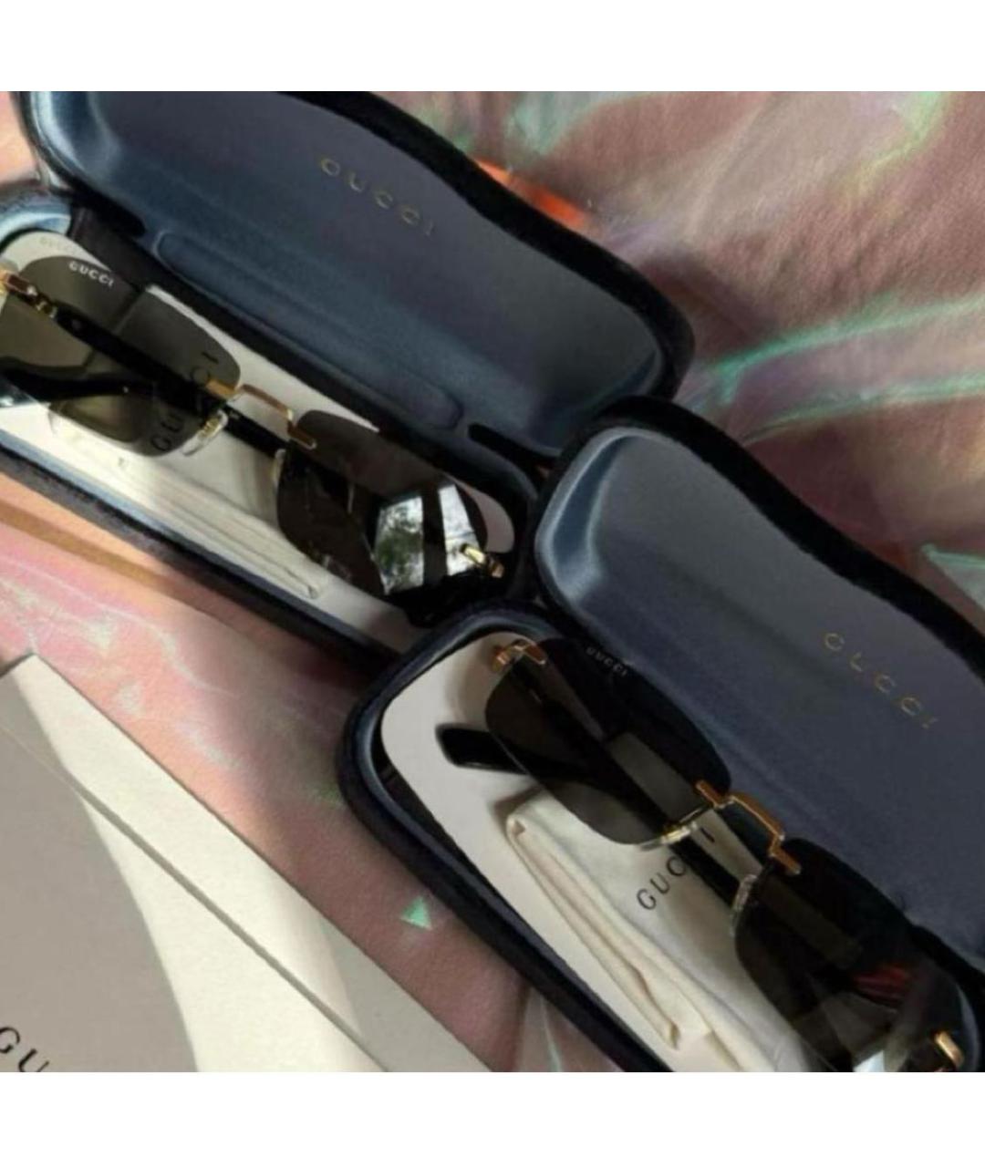 GUCCI Золотые металлические солнцезащитные очки, фото 3