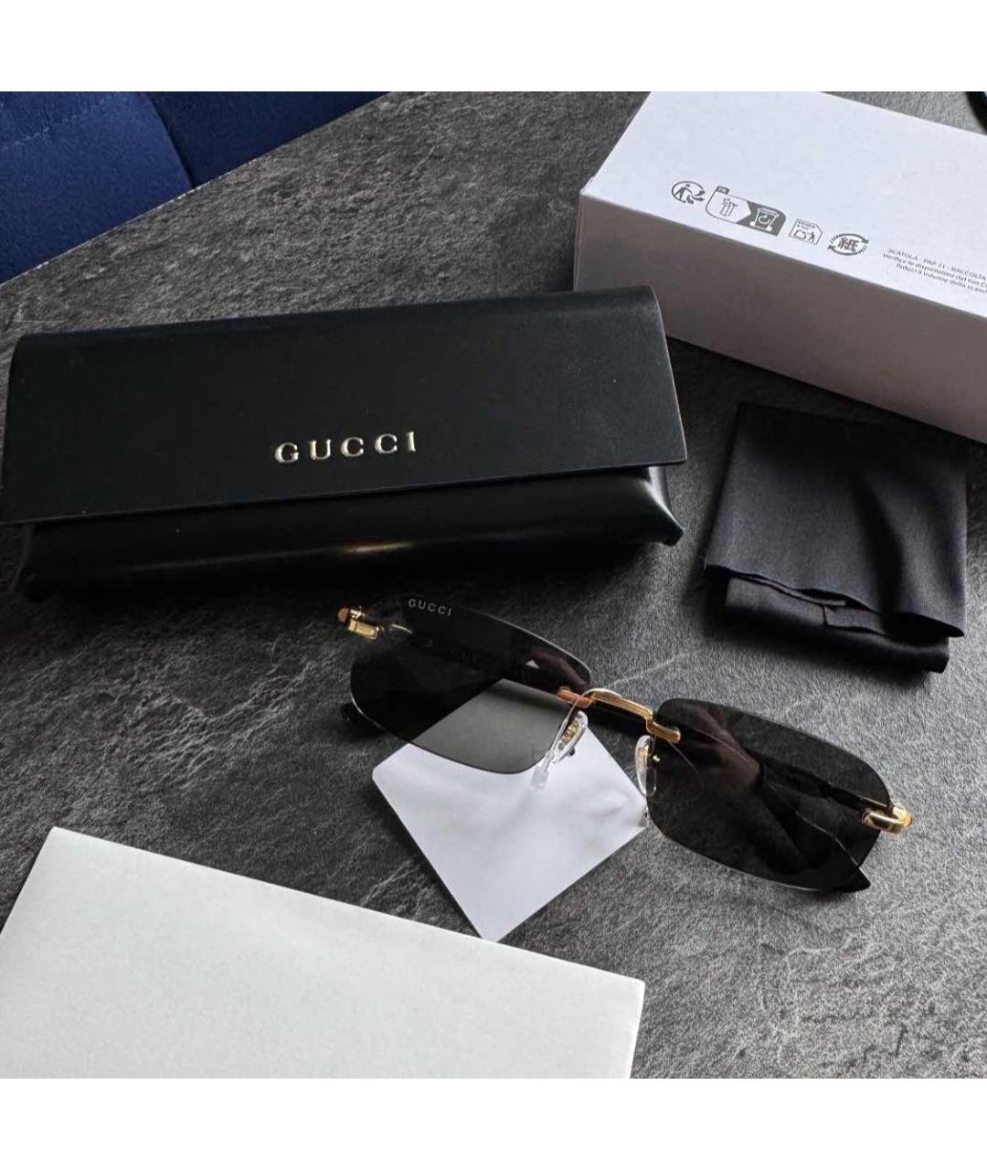 GUCCI Золотые металлические солнцезащитные очки, фото 2