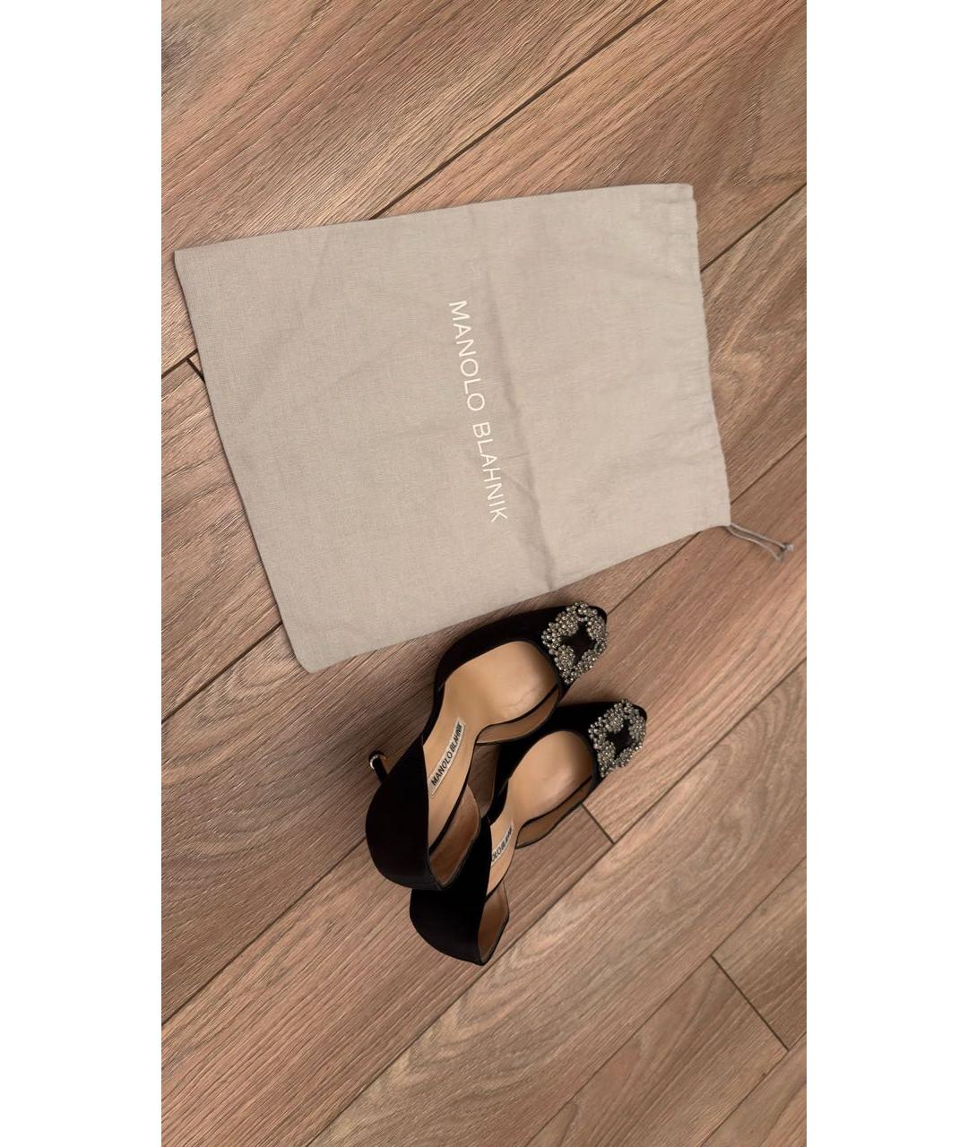 MANOLO BLAHNIK Черные текстильные туфли, фото 5