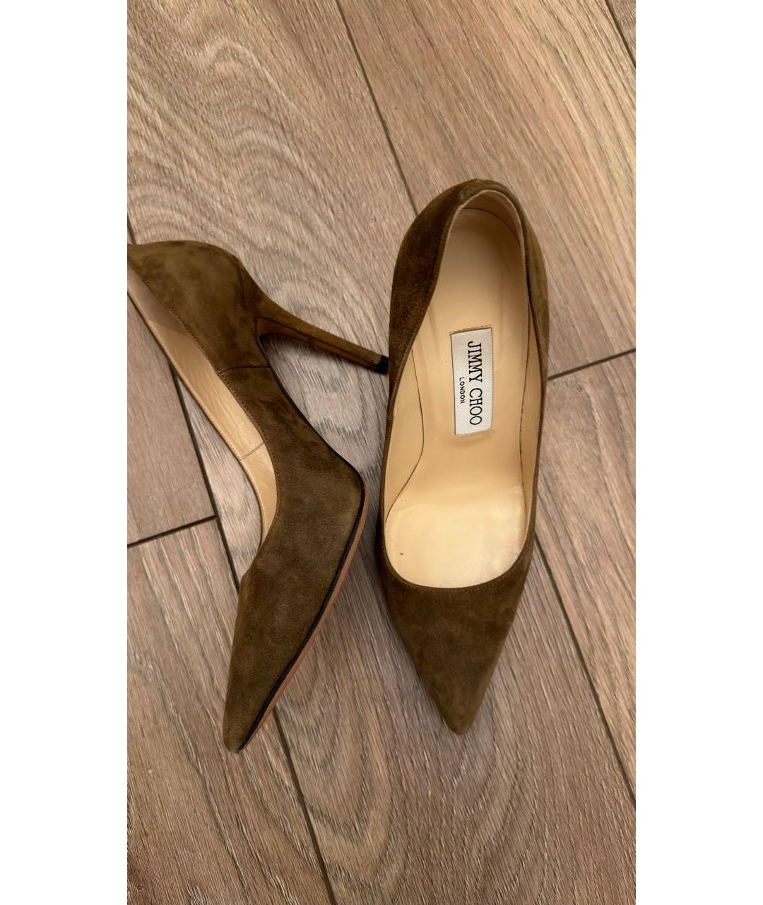 JIMMY CHOO Коричневые бархатные туфли, фото 5