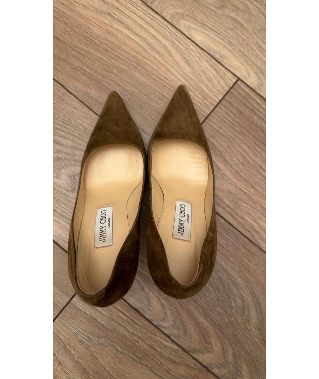 JIMMY CHOO Коричневые бархатные туфли, фото 3