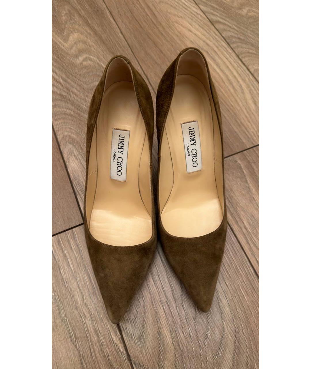 JIMMY CHOO Коричневые бархатные туфли, фото 2