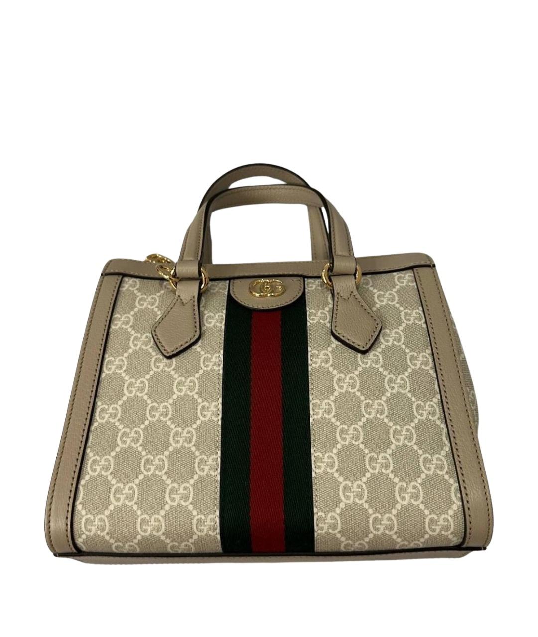 GUCCI Бежевая кожаная сумка тоут, фото 1