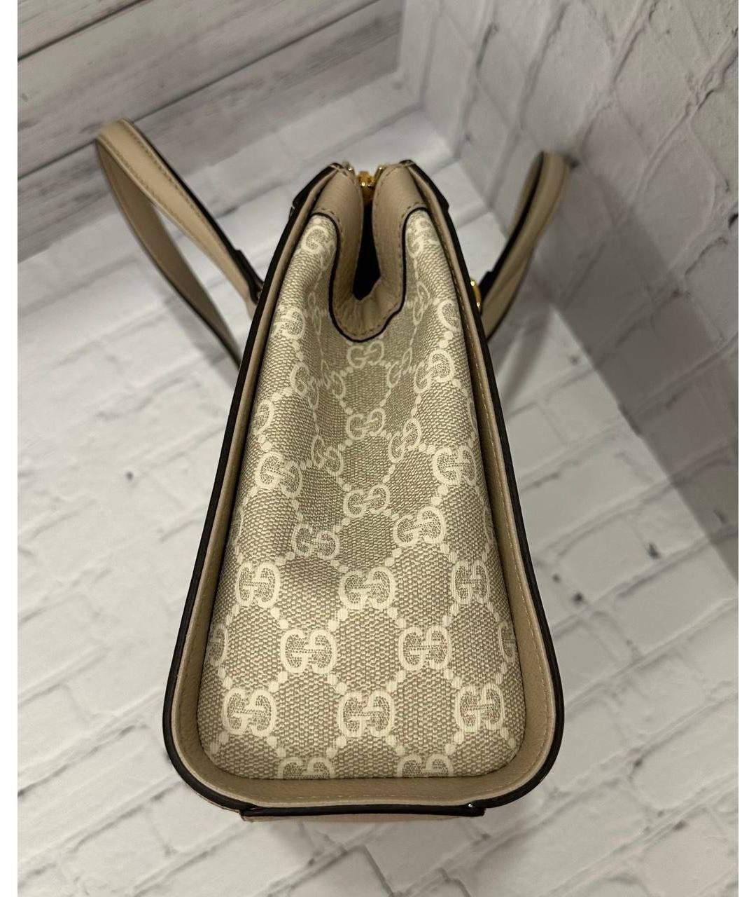 GUCCI Бежевая кожаная сумка тоут, фото 5