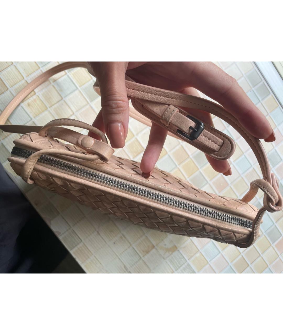 BOTTEGA VENETA Розовая кожаная сумка через плечо, фото 8
