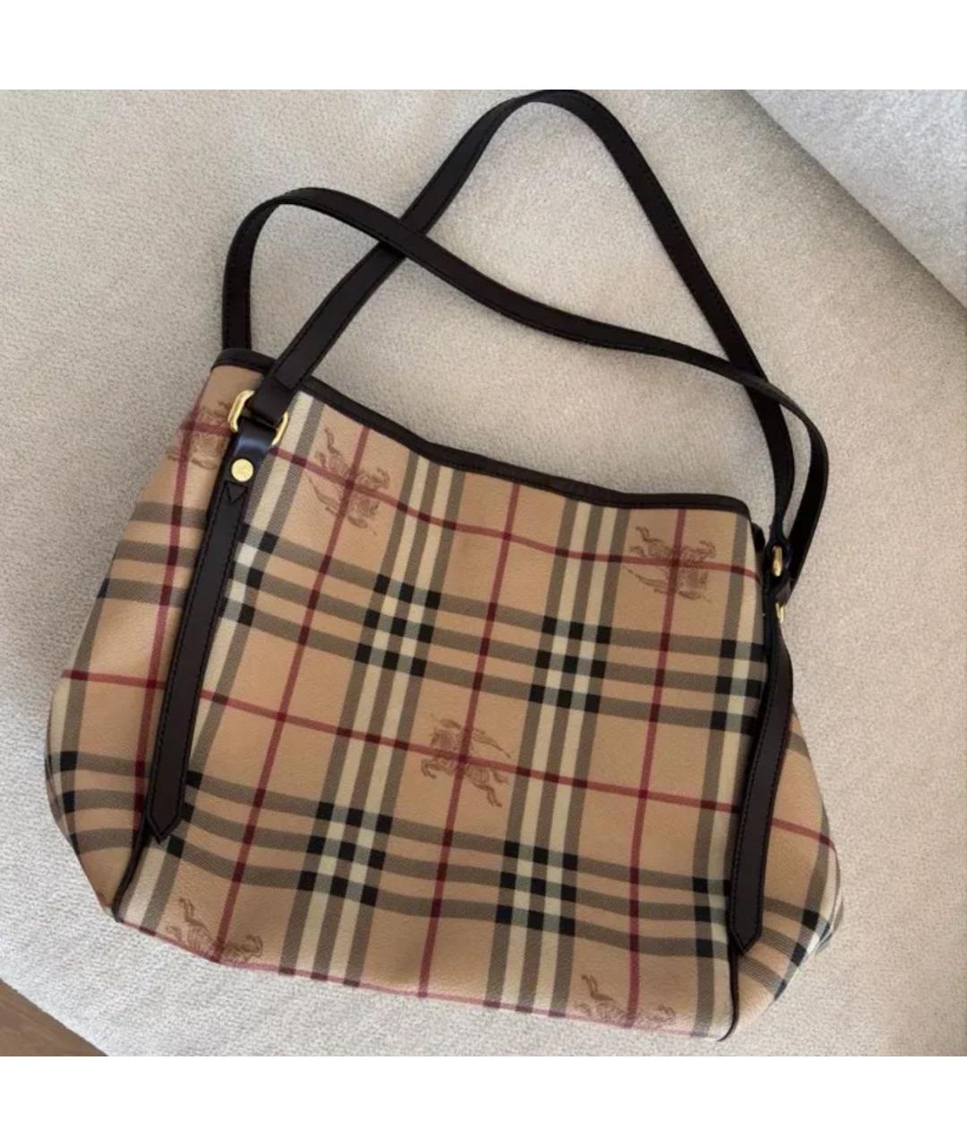 BURBERRY Коричневая кожаная сумка тоут, фото 7