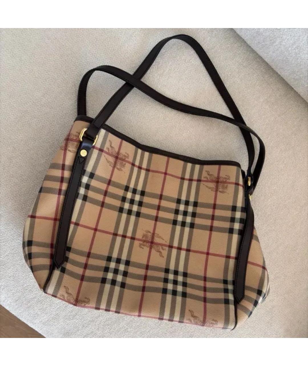 BURBERRY Коричневая кожаная сумка тоут, фото 3